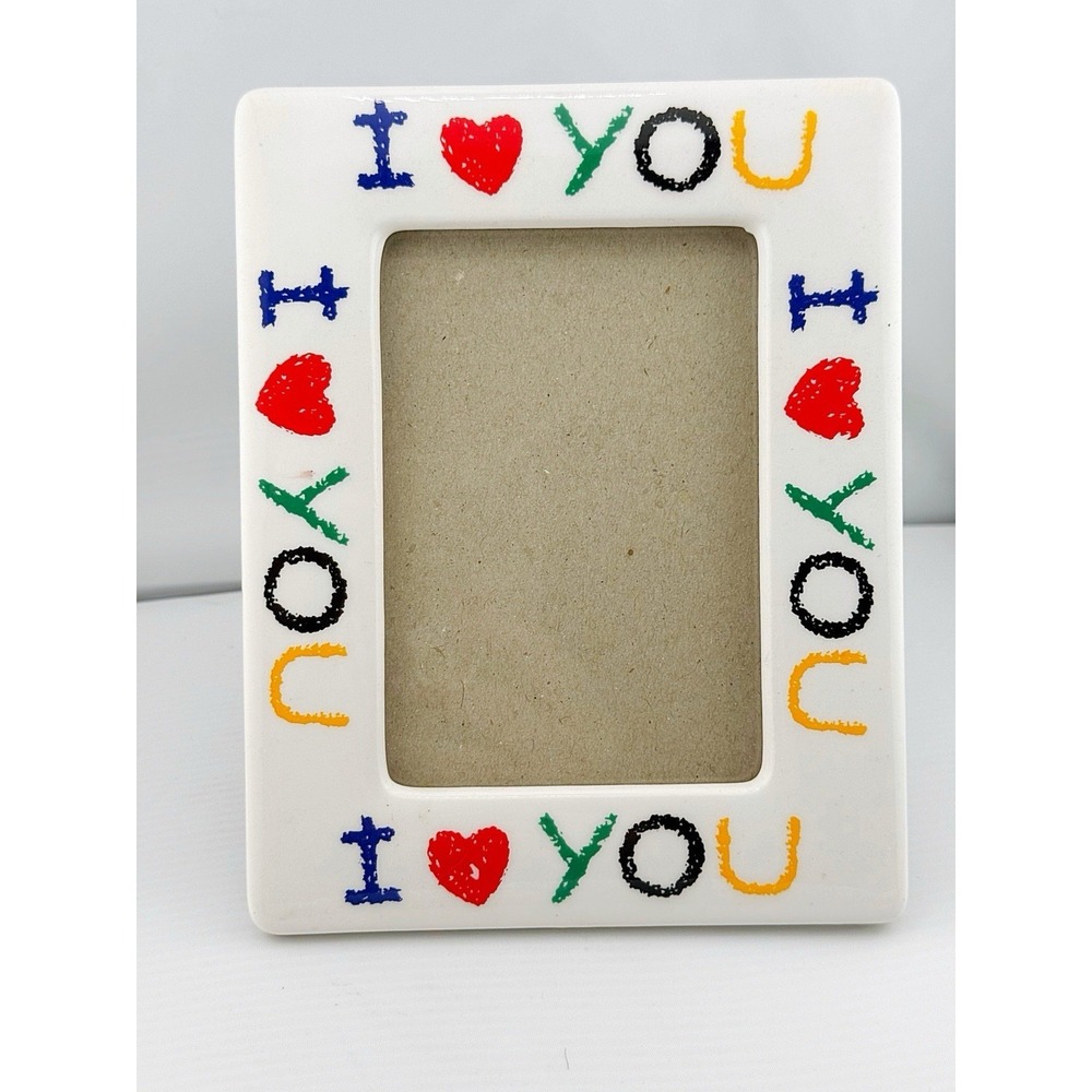 Vintage 1990's Ceramic I Love You Picture Frame. Holds A Photo 3.5 X 5